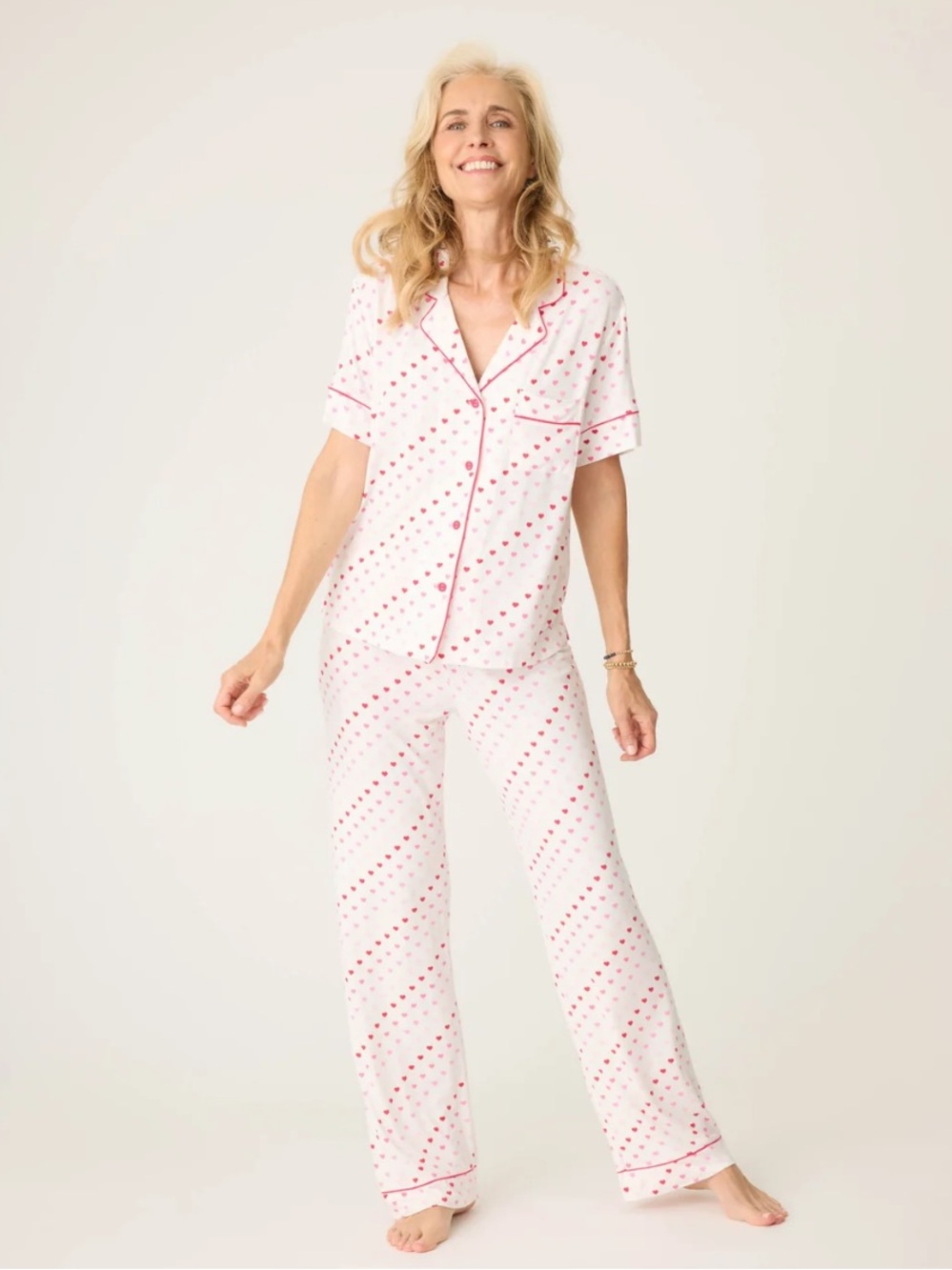 P.J. Salvage Pink Heart-Print Two-Piece Pajama Set